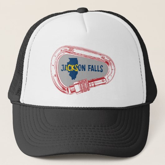 Jackson Falls Illinois Rock Climbing Carabiner Truckerkappe (Vorderseite)