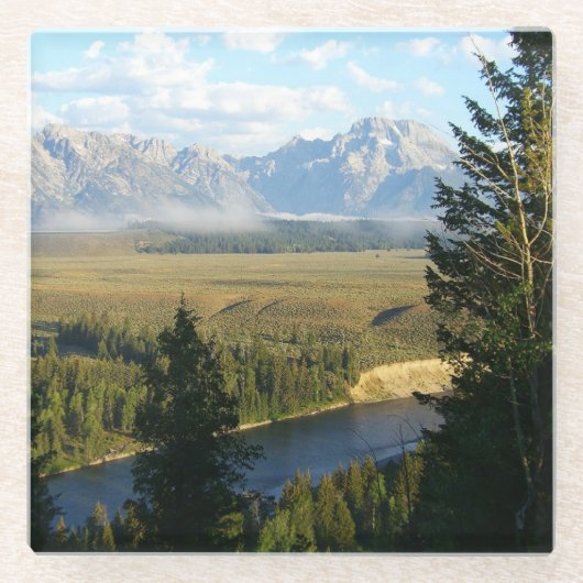 Jackson-Hole-Berge und Fluss Glasuntersetzer (Vorderseite)