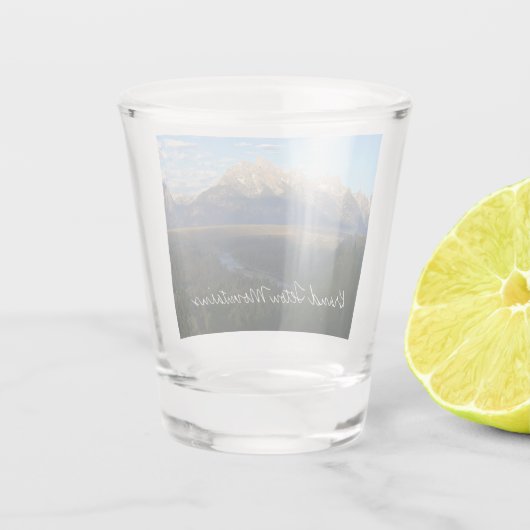 Jackson Hole Mountains (Grand Teton National Park) Schnapsglas (Rückseite)