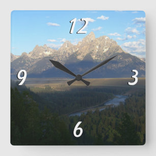Jackson Hole Mountains (Grand Teton Nationalpark) Quadratische Wanduhr