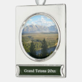Jackson Hole Mountains und Fluss Banner-Ornament Silber (Links)