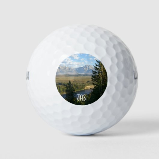Jackson Hole Mountains und Fluss Golfball (Vorderseite)