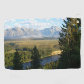Jackson Hole Mountains und Fluss Golfhandtuch (Horizontal)