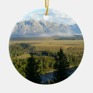 Jackson Hole Mountains und Fluss Keramikornament