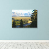 Jackson Hole Mountains und Fluss Leinwanddruck (Insitu (Holzboden))