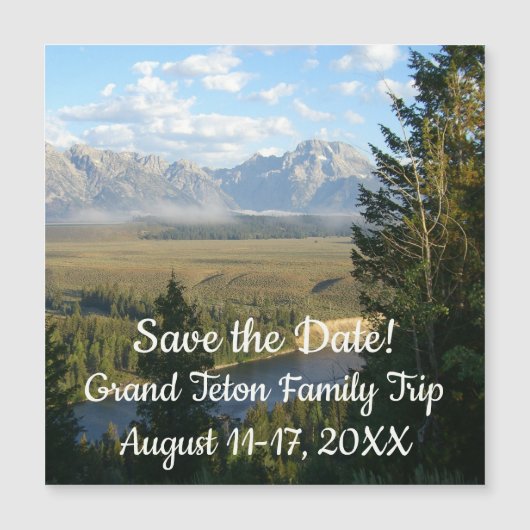 Jackson Hole Mountains und Fluss Magnetkarte (Vorderseite)