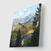 Jackson Hole Mountains und Fluss Quadratische Wanduhr (Winkel)