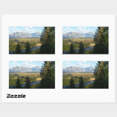 Jackson Hole Mountains und Fluss Rechteckiger Aufkleber (Blatt)