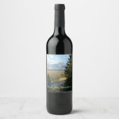 Jackson Hole Mountains und Fluss Weinetikett (Vorderseite)
