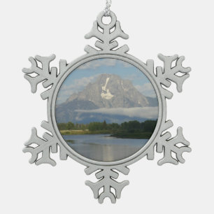 Jackson Hole River im Grand Teton National Park Schneeflocken Zinn-Ornament