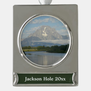 Jackson Hole River im Grand Teton Nationalpark Banner-Ornament Silber