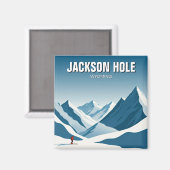 Jackson Hole Skier Travel Magnet (Vorderseite/Rückseite)