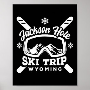 Jackson Hole Skitrip Wyoming Urlaubsgruppe Schnee Poster