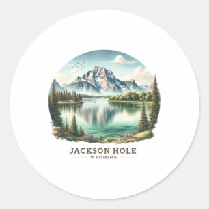 Jackson Hole Wy Wyoming Jenny Lake Skifahren Schne Runder Aufkleber