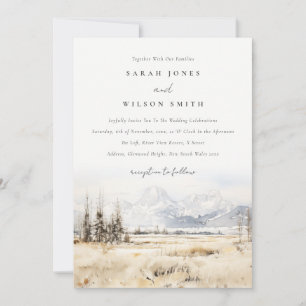 Jackson Hole Wyoming Aquarell-Landschaft-Hochzeit Einladung