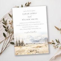 Jackson Hole Wyoming Aquarell-Landschaft-Hochzeit
