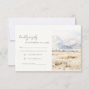 Jackson Hole Wyoming Aquarell-Landschaft-Hochzeit RSVP Karte