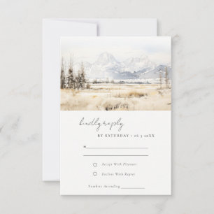 Jackson Hole Wyoming Aquarell-Landschaft-Hochzeit RSVP Karte