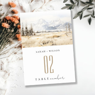 Jackson Hole Wyoming Aquarell-Landschaft-Hochzeit Tischnummer