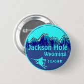 Jackson Hole Wyoming blauer Skikartenknopf Button (Vorne & Hinten)