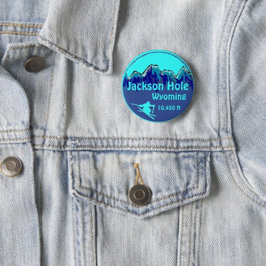 Jackson Hole Wyoming blauer Skikartenknopf Button (Beispiel)