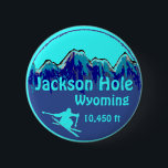 Jackson Hole Wyoming blauer Skikartenknopf Button<br><div class="desc">Jackson Hole Wyoming blauer Skikartenknopf</div>