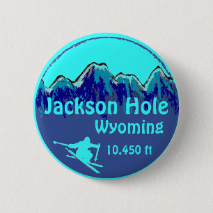 Jackson Hole Wyoming blauer Skikartenknopf Button