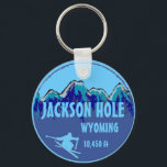 Jackson Hole Wyoming blue ski art Schlüsselanhänge Schlüsselanhänger<br><div class="desc">Jackson Hole Wyoming blue ski art Schlüsselanhänger</div>