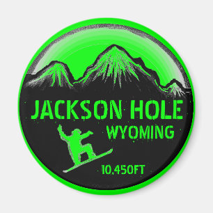 Jackson Hole Wyoming grüner Snowboard-Kunstmagnet Magnet