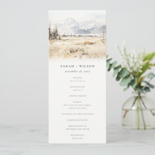 Jackson Hole Wyoming Landscape Wedding Program Einladung (Stehend Vorderseite)