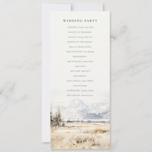 Jackson Hole Wyoming Landscape Wedding Program Einladung (Rückseite)
