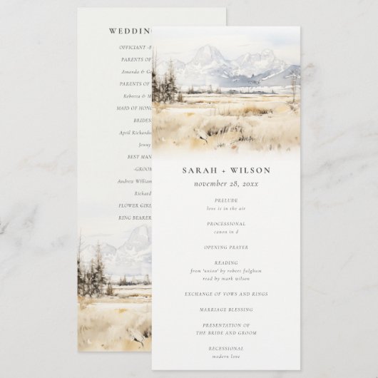 Jackson Hole Wyoming Landscape Wedding Program Einladung (Vorne/Hinten)