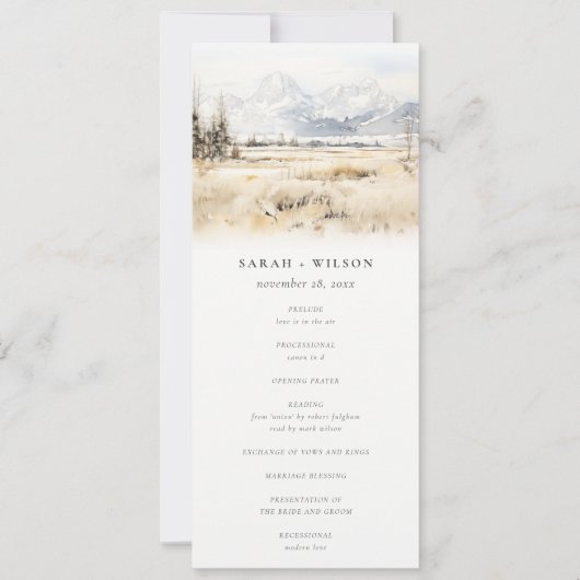 Jackson Hole Wyoming Landscape Wedding Program Einladung (Vorderseite)