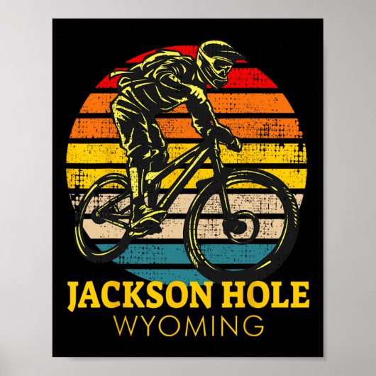 Jackson Hole Wyoming Mountainbiken Retro Mtb Poster (Vorne)