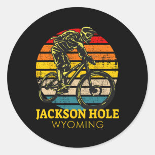 Jackson Hole Wyoming Mountainbiken Retro Mtb Runder Aufkleber