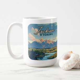Jackson Hole Wyoming Ranch Tetons Berge Retro Kaffeetasse