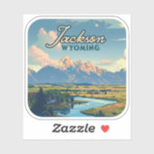 Jackson Hole Wyoming Ranch Tetons Mountains Retro Aufkleber (Blatt)