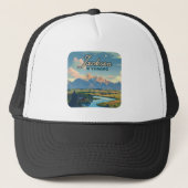 Jackson Hole Wyoming Ranch Tetons Mountains Retro Truckerkappe (Vorderseite)