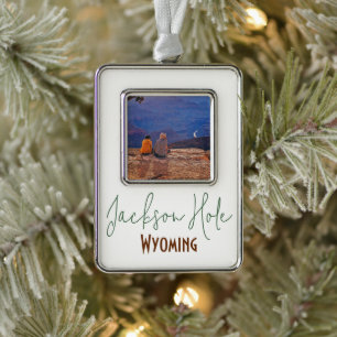 Jackson Hole, Wyoming Reise-Souvenir Rahmen-Ornament Silber