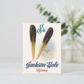 Jackson Hole Wyoming Ski Poster Postkarte (Stehend Vorderseite)