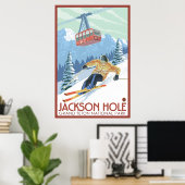Jackson Hole, Wyoming - Skier and Tram Poster (Heimbüro)