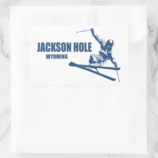 Jackson Hole Wyoming Skier Rechteckiger Aufkleber (Tasche)