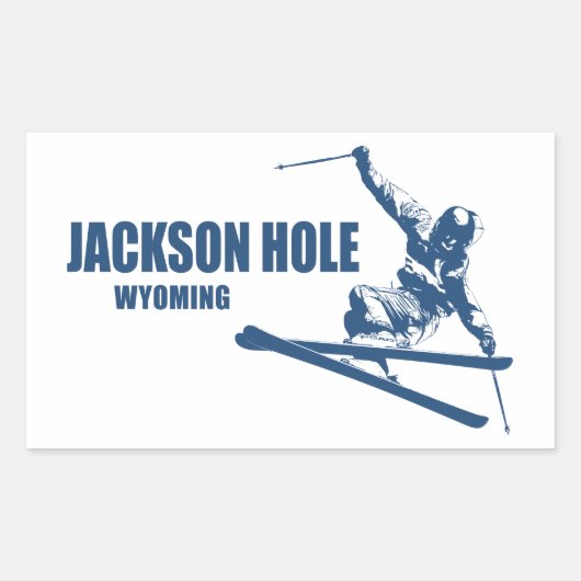 Jackson Hole Wyoming Skier Rechteckiger Aufkleber (Vorderseite)