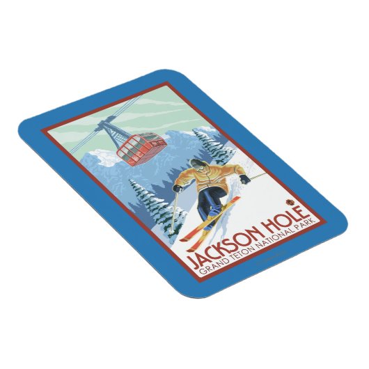 Jackson Hole, Wyoming Skier und Tram Magnet (Rechte Seite)