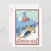 Jackson Hole, Wyoming Skier und Tram Postkarte (Vorne/Hinten)