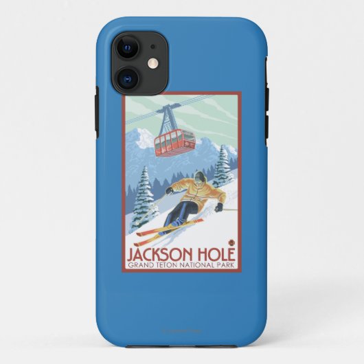 Jackson Hole, Wyoming-Skifahrer und Tram Case-Mate iPhone Hülle (Rückseite)