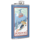 Jackson Hole, Wyoming-Skifahrer und Tram Flachmann (Rechts)