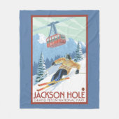 Jackson Hole, Wyoming-Skifahrer und Tram Fleecedecke (Vorderseite)