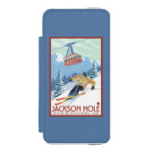 Jackson Hole, Wyoming-Skifahrer und Tram Incipio iPhone Geldbeutel-Hülle (Folio Vorderseite)