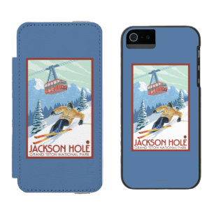 Jackson Hole, Wyoming-Skifahrer und Tram Incipio Watson™ iPhone 5 Geldbörsen Hülle